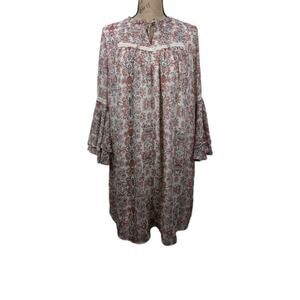 Gibson Latimer Women's Floral Cottage Midi Bell Sleeve Dress Size‎ Small Boho